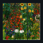 Garten mit Sonnenblumen von Gustav Klimt Triptychon<br><div class="desc">Bauerngarten mit Sonnenblumen,  Kunstmalerei von Gustav Klimt</div>