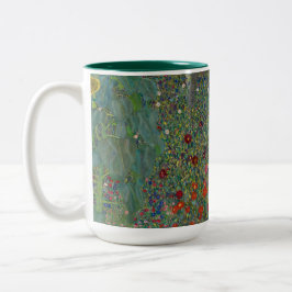 Garten mit Sonnenblumen von Gustav Klimt Zweifarbige Tasse