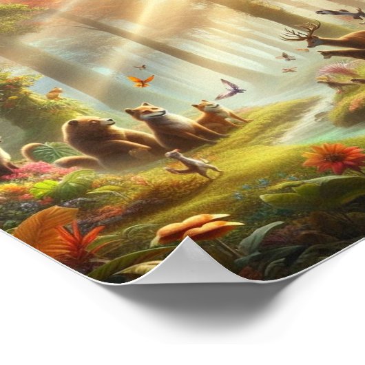 Garten mit sprechenden Tieren und fantastischer Fl Poster (Ecke)