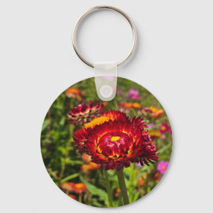Garten mit Strohblumen Schlüsselanhänger