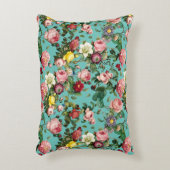 Garten mit Vintager Rose im aquamarinen Hintergrun Dekokissen (Vorderseite(Vertikal))