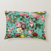 Garten mit Vintager Rose im aquamarinen Hintergrun Dekokissen (Rückseite)