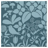 Garten mit Vögeln und Schmetterlingen, Peacock Blu Stoff (Nahaufnahme)