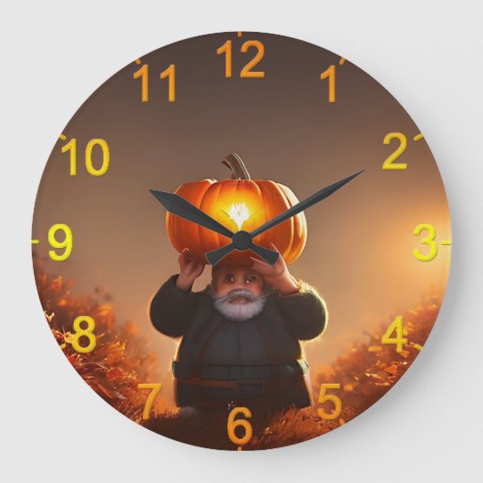 Garten Nome mit einem Kürbis, Wall Uhr (Vorderseite)