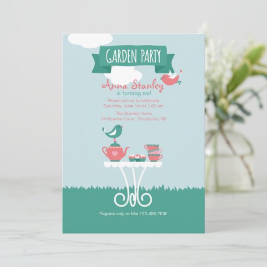 Garten-Party-Einstellungs-Einladung Einladung (Stehend Vorderseite)