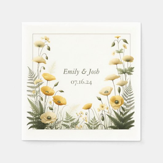Garten Party Gelb und Olivenöl Wildblume Serviette (Vorderseite)