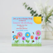 Garten-Party-Marienkäfer-Geburtstags-Einladungen Einladung (Stehend Vorderseite)