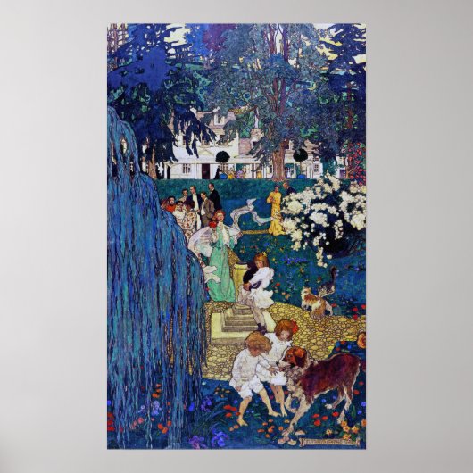 Garten Party mit Hund & Katze, Jessie Willcox Smit Poster (Vorne)