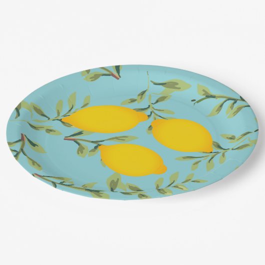 Garten-Party-Zitronen-Papier-Teller Pappteller (Schrägansicht)