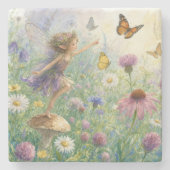 Garten-Pixie mit Schmetterlingen Steinuntersetzer (Vorderseite)