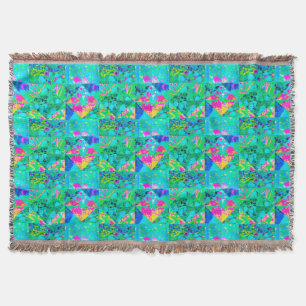 Garten-Quilt-Malerei mit Hortensie und Blautönen Decke