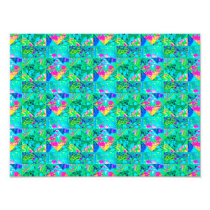Garten-Quilt-Malerei mit Hortensie und Blautönen Fotodruck