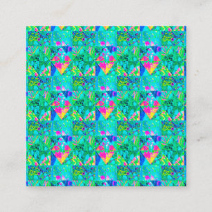 Garten-Quilt-Malerei mit Hortensie und Blautönen Quadratische Visitenkarte