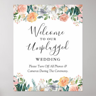 Garten-Rosen-Unplugged-Hochzeitsschild Poster