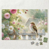 Garten-Rosen-Vogel-Aquarellszene Puzzle