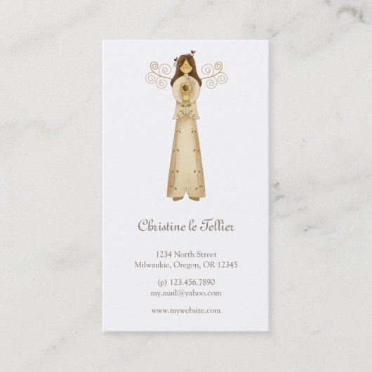 Garten-Sammlung · Engel mit Blume Visitenkarte (Vorderseite)