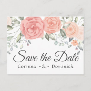 Garten Save The Date Rosa Rosen Verlobungsblumen Postkarte
