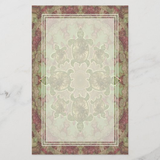 Garten-Schildkröte-Muster-Raum-Briefpapier Briefpapier (Vorderseite)