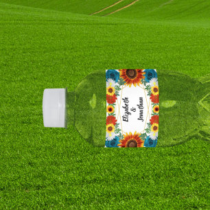Garten-Sommer-Blumen-Geometrie Wasserflaschenetikett