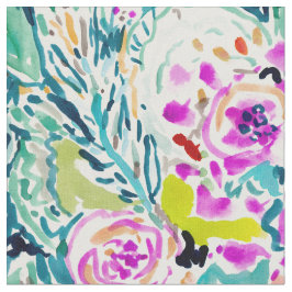GARTEN-SOSSE bunter BlumenAquarell-Druck Stoff