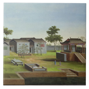 Garten-Szene, c.1820-40 (w/c auf Papier) 3 Fliese