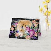 GARTEN-TANZ Chow-Chow - schwarze Hintergrundkarten Karte (Gelbe Blume)