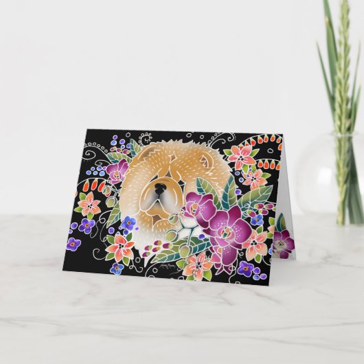 GARTEN-TANZ Chow-Chow - schwarze Hintergrundkarten Karte (Vorderseite)
