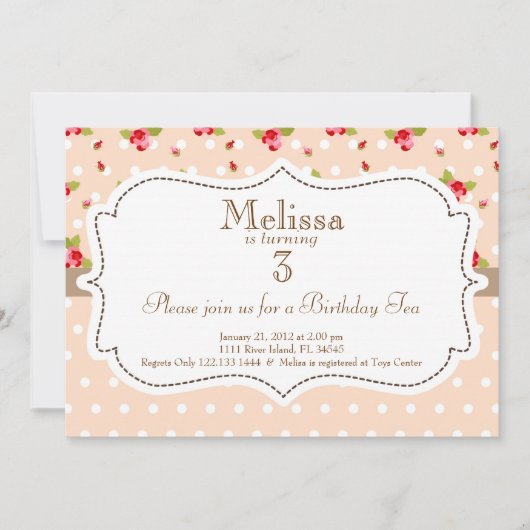 Garten-Tee-Party-Geburtstags-Einladung Einladung (Vorderseite)