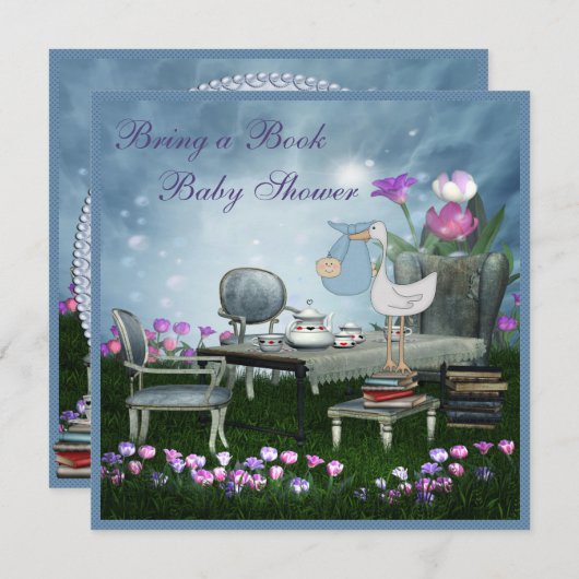 Garten-Tee-Party holen eine Buch-Baby-Dusche Einladung (Vorne/Hinten)