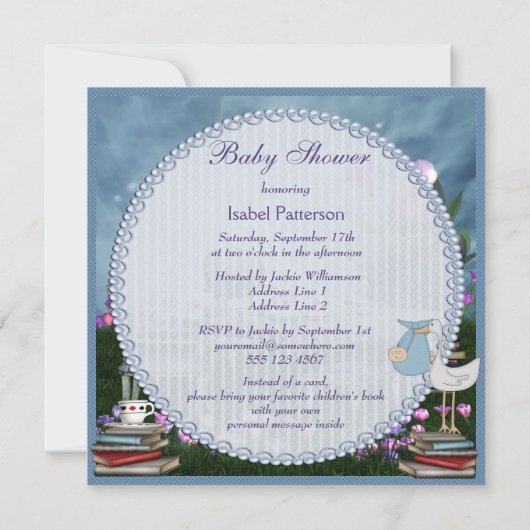 Garten-Tee-Party holen eine Buch-Baby-Dusche Einladung (Rückseite)