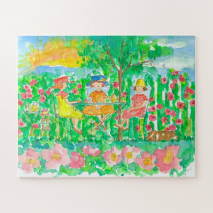 Garten-Tee-Party-Mädchen Puzzle