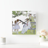 Garten-Teeparty Quadratische Wanduhr (Zuhause)