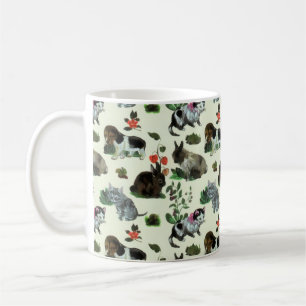 Garten Tiere Kaninchen Katze Hund Blumen Kaffeetasse