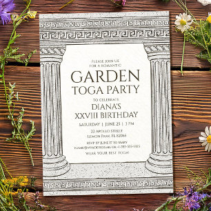 Garten-Toga-Geburtstagsfeier-Einladung mit Säulen Einladung