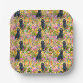 Garten Toile de Jouy Papierplatten - Goldendoodle Pappteller (Vorderseite)