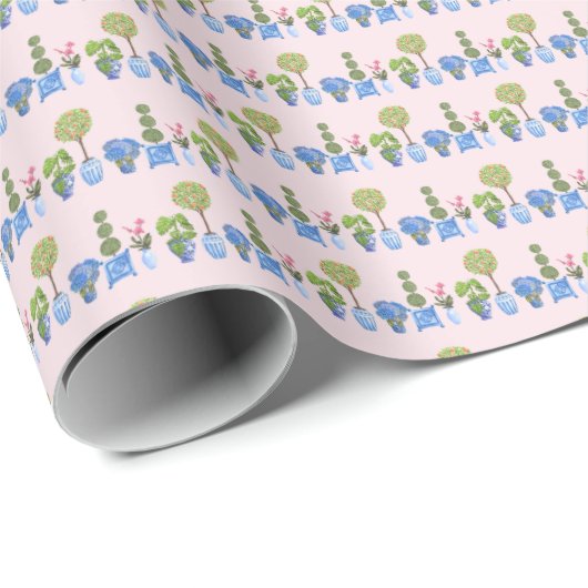 Garten-Töpfe-Wrap-Papier (auf Rosa) Geschenkpapier (Rolleneckpunkt)