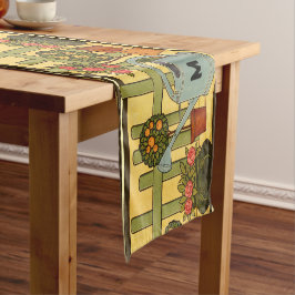 Garten-Topfpflanzen-Fries im Arts-and-Crafts-Stil Kurzer Tischläufer