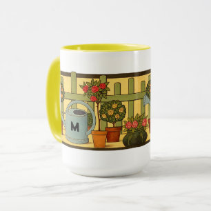 Garten-Topfpflanzen-Fries im Arts-and-Crafts-Stil Tasse