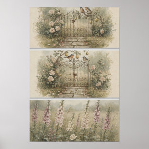 Garten-Tor Cottagecore Kunstprint Poster