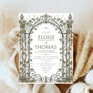 Garten-Tor-Hochzeit-Efeu-Botanisch-Elegantes-Anwes Einladung
