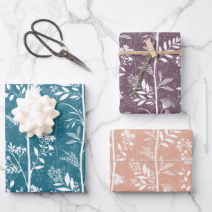 Garten Traum Raffinierte Florale Silhouetten Geschenkpapier Set