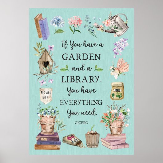 Garten- und Bibliotheksangebot Blumengarten Poster (Vorne)