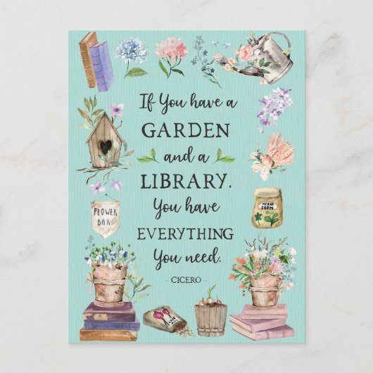 Garten- und Bibliotheksangebot Blumengarten Postkarte (Vorderseite)