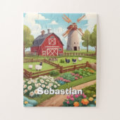 Garten und Windmühle mit Namen Puzzle (Vertikal)