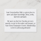 Garten-Verein-Visitenkarte Visitenkarte (Rückseite)