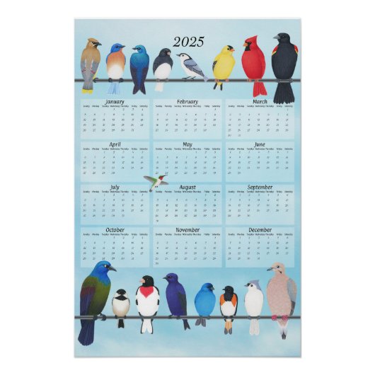 Garten Vögel 2025 Mauerkalender Poster (Vorderseite)