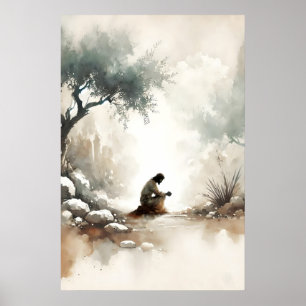 Garten von Gethsemane Jesus im Gebet Aquarell Poster