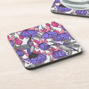 Garten von Hummingvogel, melrose und rosa Getränkeuntersetzer