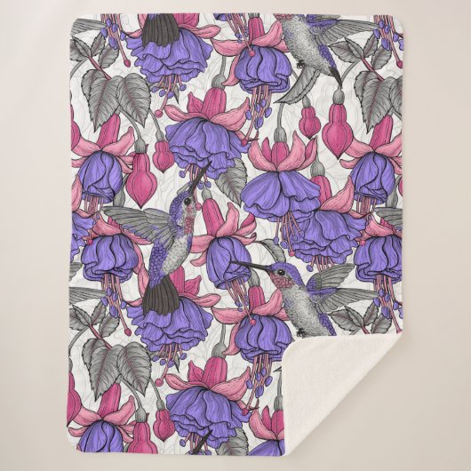 Garten von Hummingvogel, melrose und rosa Sherpadecke (Vorderseite)