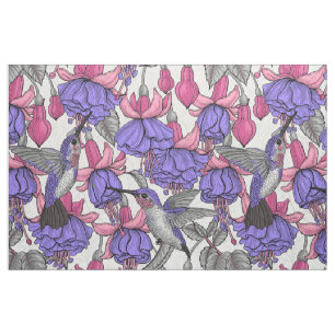 Garten von Hummingvogel, melrose und rosa Stoff